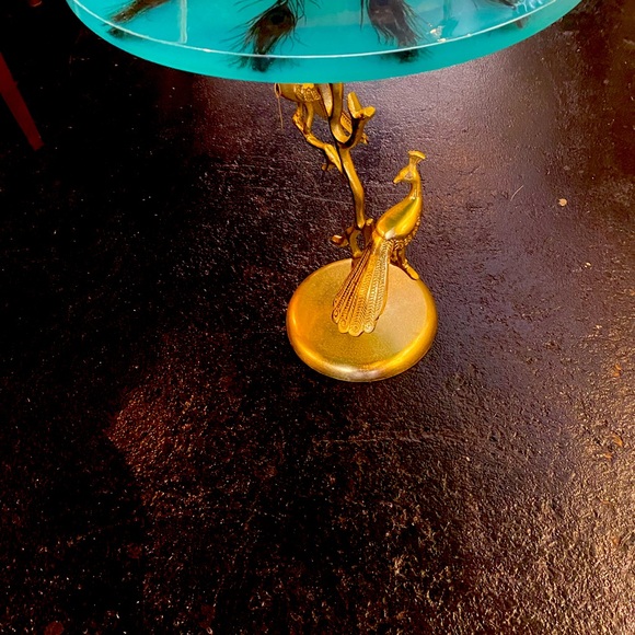 Gold Peacock Base Glass Table - Picture 1 of 2